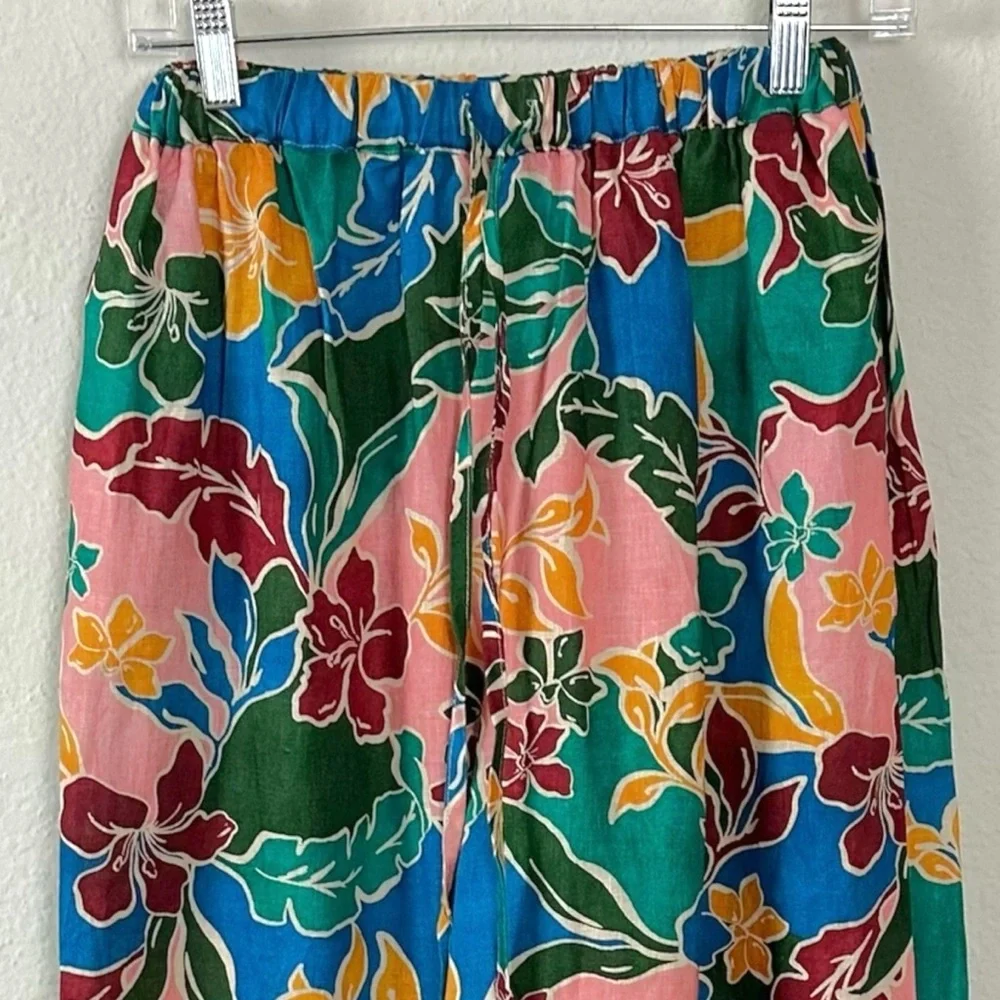 Stone Fox Swim X Free People Gita Linen Pants in Fiesta Floral XS Wide Leg NEW